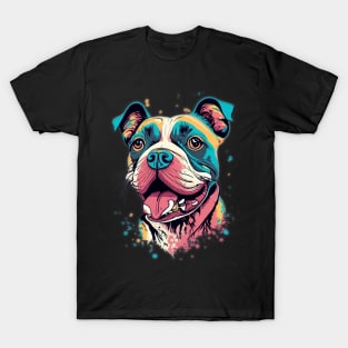 Very cute funny Dog painted colorful T-Shirt